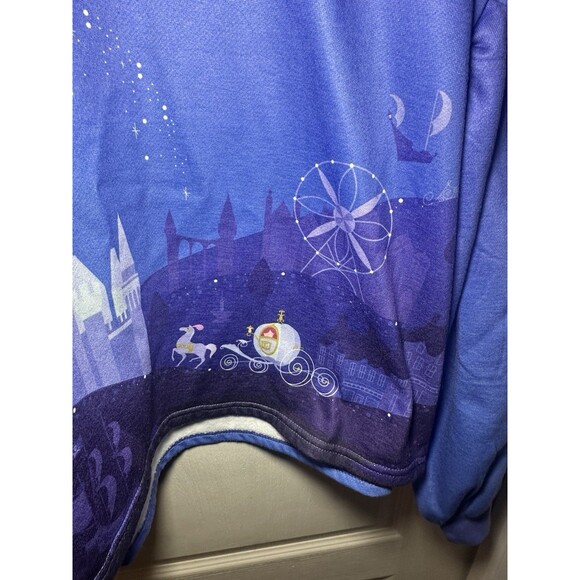 Disney Her Universe Cinderella Blue Top Puffed Sleeves Fleece Lining Size Large - Picture 4 of 6
